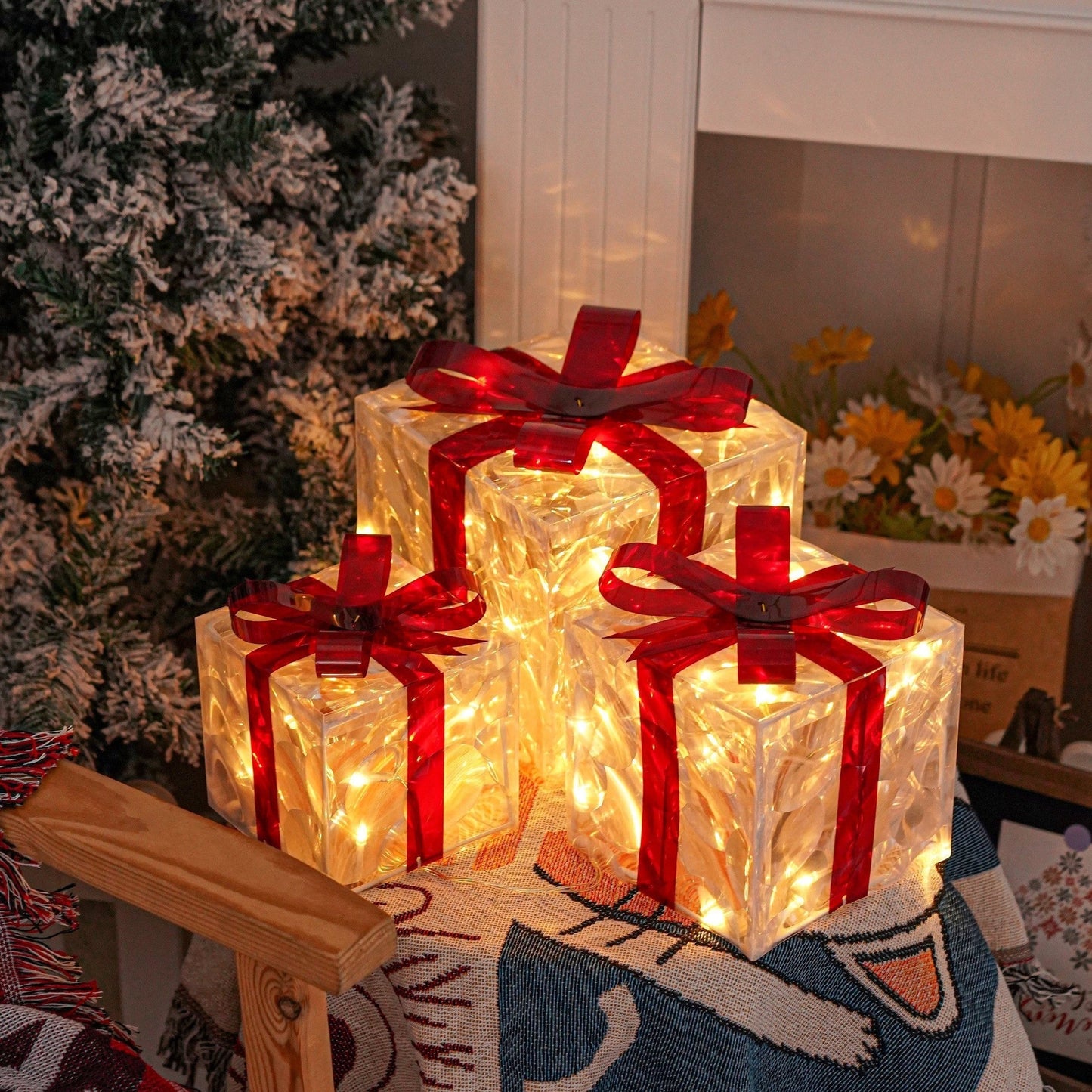 Brehn | GlowBox – LED Geschenkschachteln Set für Weihnachtsdekoration (3 Stück)