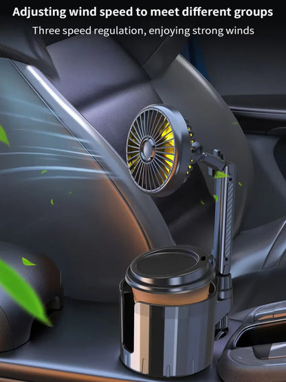 2-in-1 Auto Becherhalter Ventilator mit einstellbarer Kühlung und USB-Ladung | Brehn