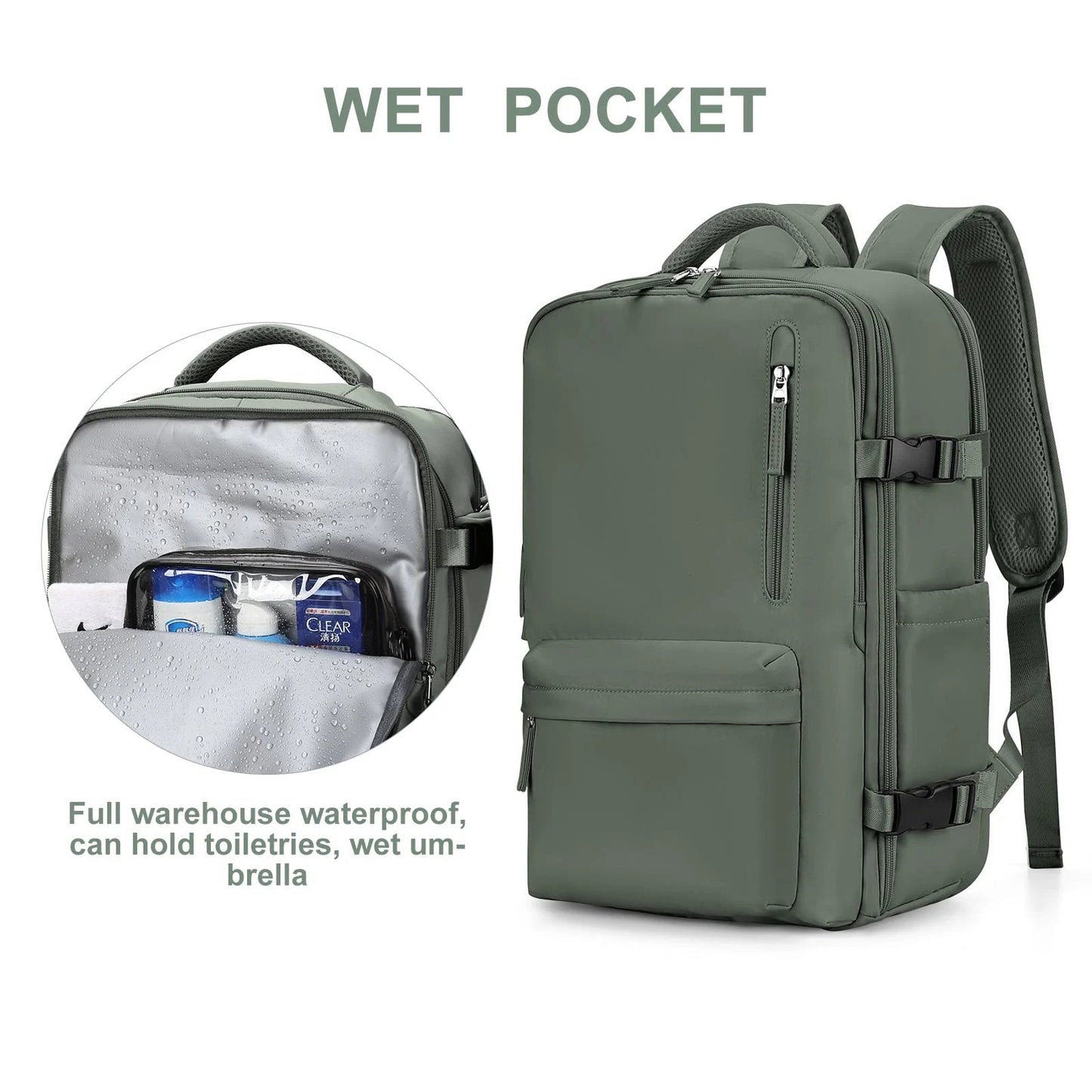 Brehn | Travelliva Damen Reise-Rucksack 35 L | Wasserdicht & mit USB-Anschluss | Anti-Diebstahl & Schuhfach | Für Wandern, Alltag & Reisen