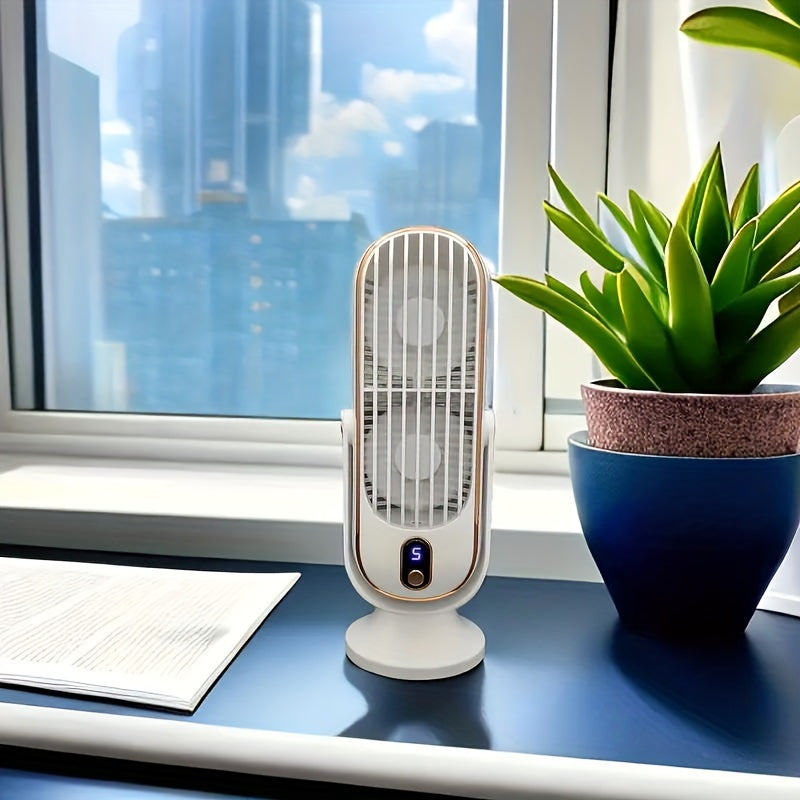 Tragbarer Klimaanlagenventilator - Große Batterie, Dualmotor, 5-Geschwindigkeits-Luftkühler mit 720° Rundum-Luftbläser - Ideal für Büro, Camping, Outdoor-Wohnmobil, USB-Ventilator - Großes Geschenk für Erntedankfest, Halloween, Weihnachten | Brehn
