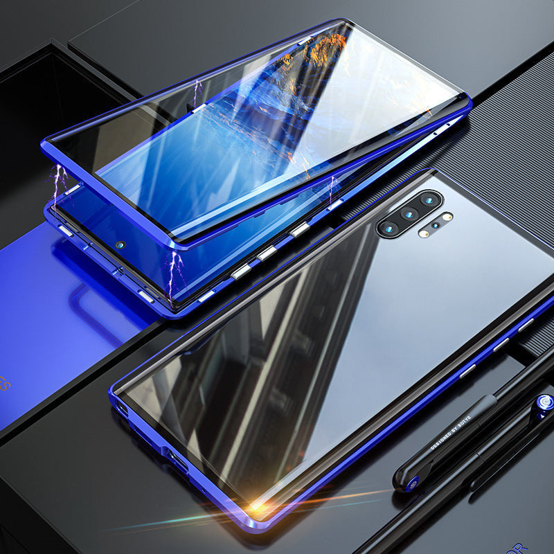 Magnetisches gehärtetes Glas doppelseitige Telefonhülle für Samsung