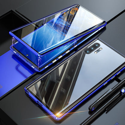 Magnetisches gehärtetes Glas doppelseitige Telefonhülle für Samsung