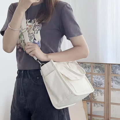 UrbanEase Canvas Slingbag – Weiße Schultertasche mit Magnetic Closure und verstellbarem Riemen | Brehn