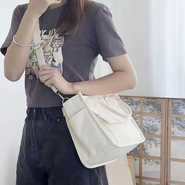 UrbanEase Canvas Slingbag – Weiße Schultertasche mit Magnetic Closure und verstellbarem Riemen | Brehn