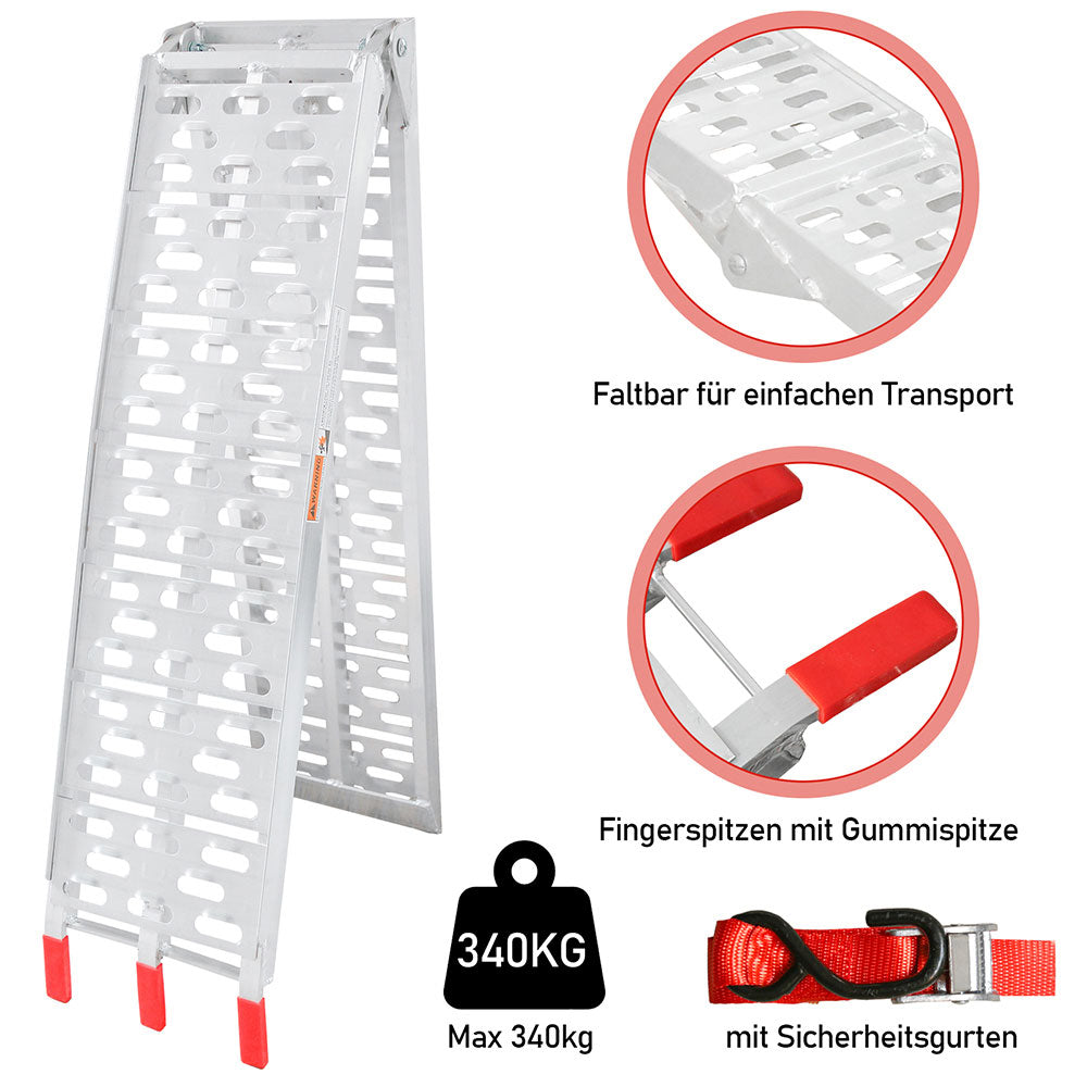 Auffahrrampe Klappbar 340kg Faltbare Alu Verladerampe Motorrad | Brehn
