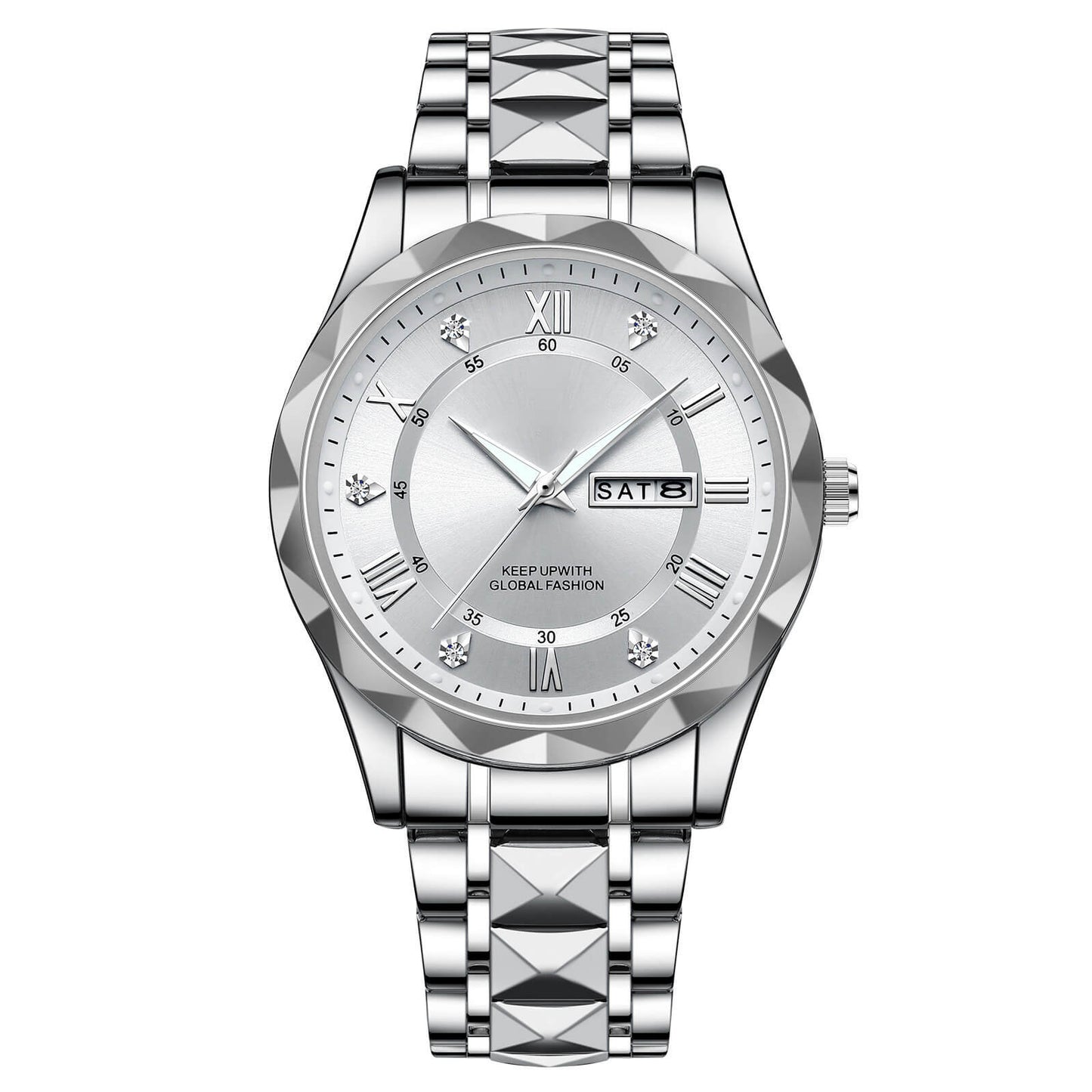Wasserdichte, leuchtende Herrenuhr aus zweifarbigem Edelstahl mit Quarzwerk