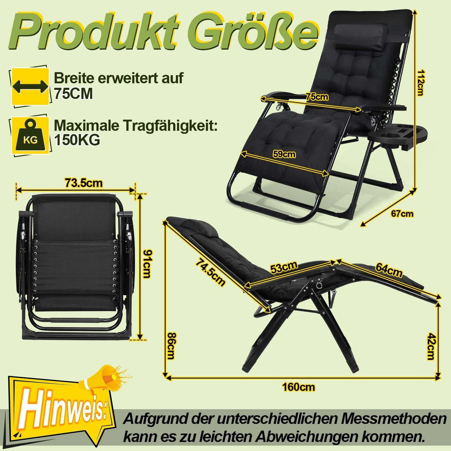 Sonnenliege Klappbar Liegestuhl bis 200kg | Brehn
