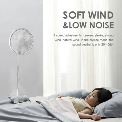 Wiederaufladbarer, faltbarer USB-Teleskopventilator – leise, 180° einstellbar, 4 Geschwindigkeitsstufen, tragbar ✨ | Brehn