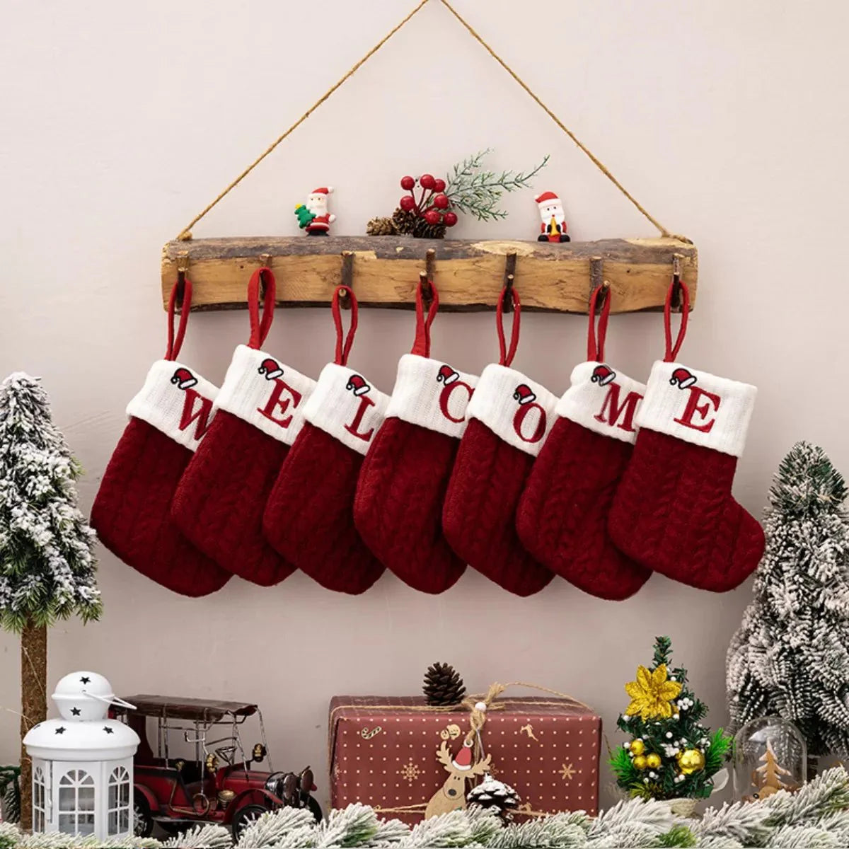 Brehn | Kabelstrick-Kontrast-Weihnachtsstrümpfe