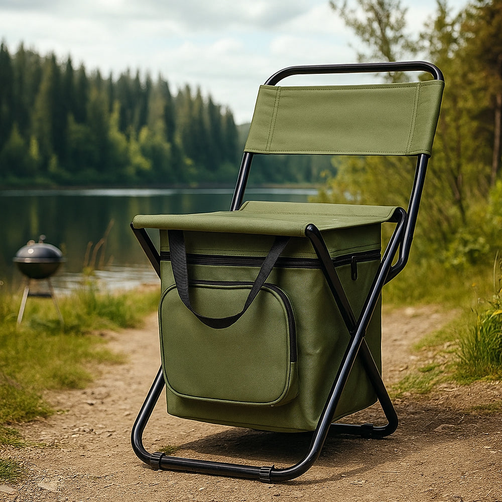 ChillPack Outdoor Stuhl – Faltbarer Campingstuhl mit Rückenlehne und integriertem Kühltasche | Brehn