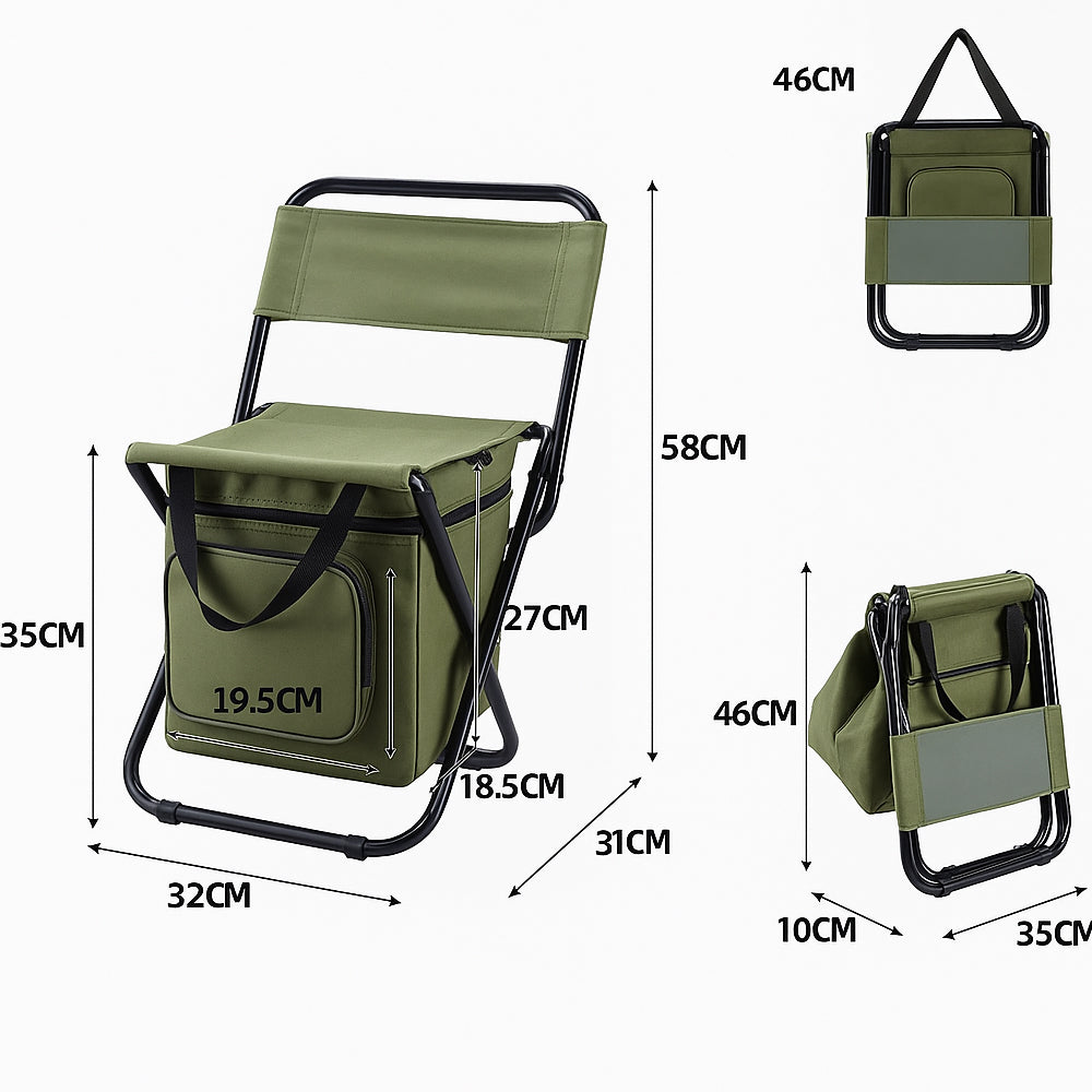 ChillPack Outdoor Stuhl – Faltbarer Campingstuhl mit Rückenlehne und integriertem Kühltasche | Brehn
