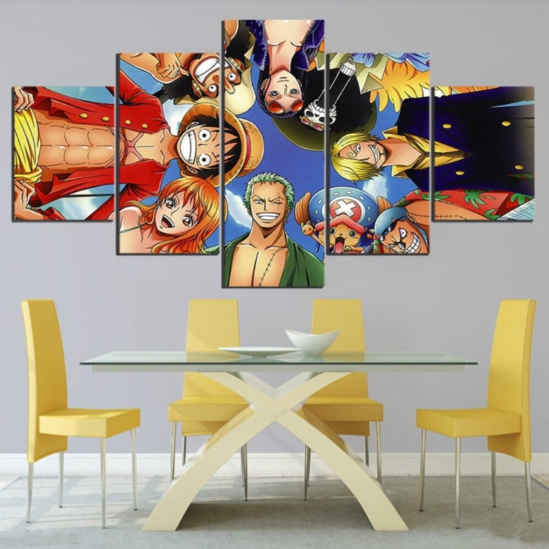 5 Stück "Animation Luffy Strohhut-Piraten" - Wandkunst Modulare Bilder Poster