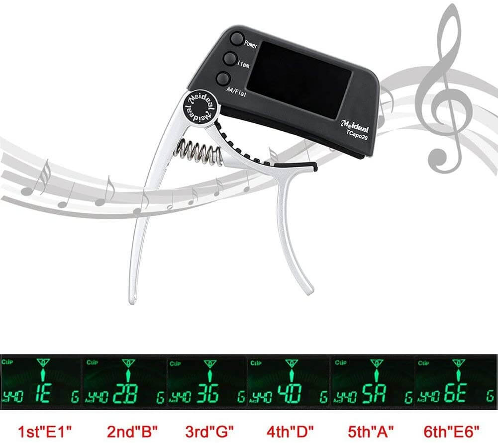 Capo & Tuner "TuneGrip" – 2-in-1 Gitarre Zubehör mit LCD-Bildschirm | Brehn