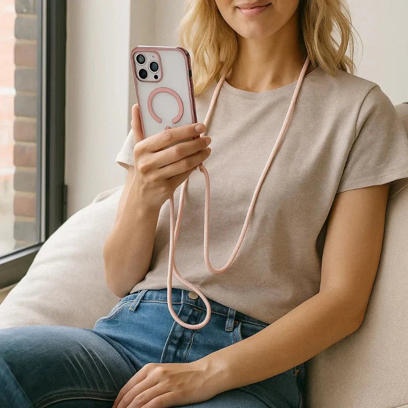 CarryLink – Verstellbares Handy-Lanyard mit transparenter MagSafe-Hülle