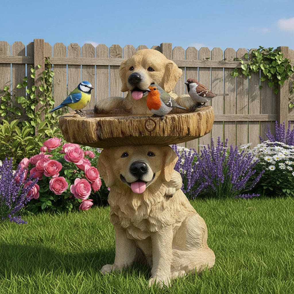 Brehn | Golden Retriever Welpen Vogelbad Gartenstatue