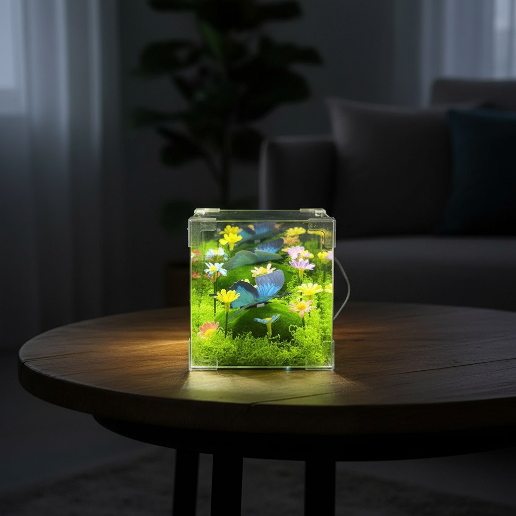 Brehn | LED Schmetterlingsgarten Würfel Nachtlicht Deko