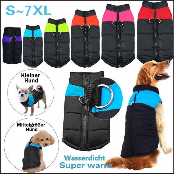 XXL Dog Vest Outdoor S-7XL | Warmer, Waterproof Dog Coat with Integrated Leash Attachment
