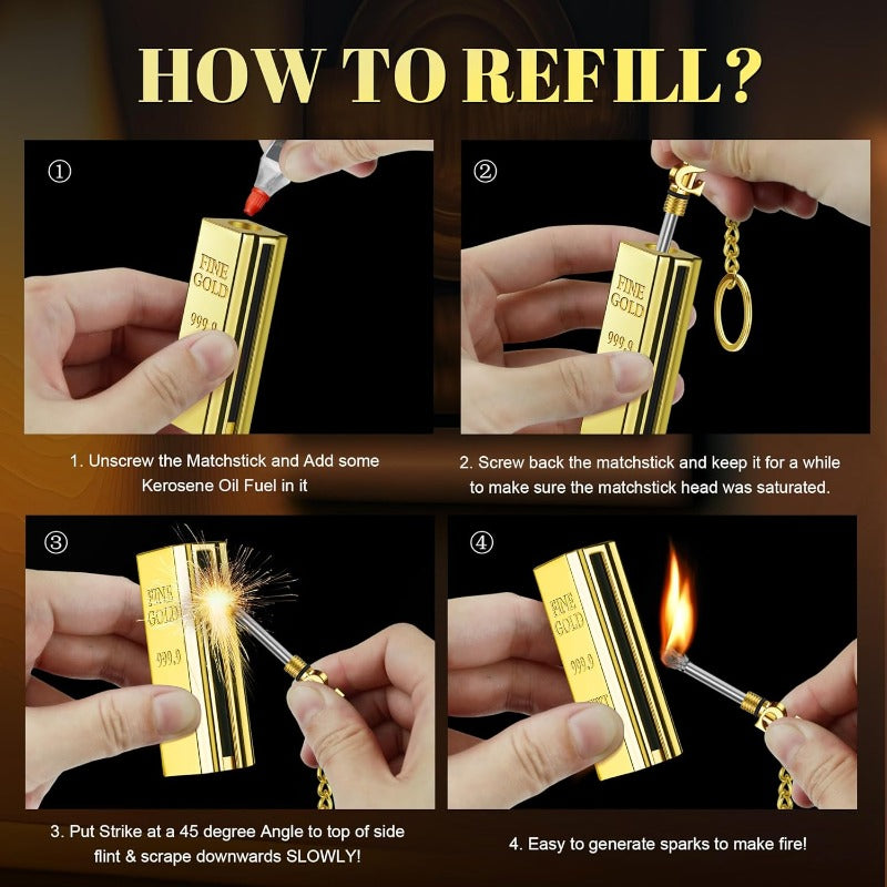 Brehn | Goldbar permanentes Feuerzeug