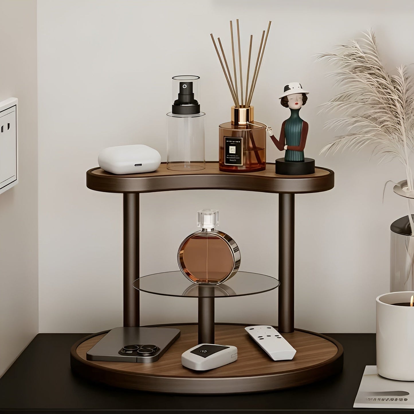 Drehbarer Make-up-Organizer aus Holz – 3-stufig und stabil | Praktische Aufbewahrung für Kosmetikartikel