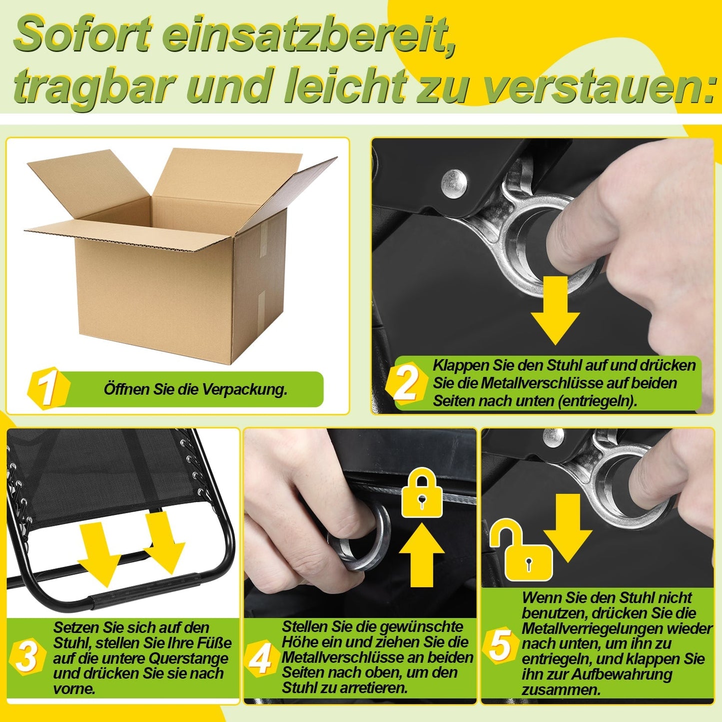 Sonnenliege Klappbar Liegestuhl bis 200kg | Brehn