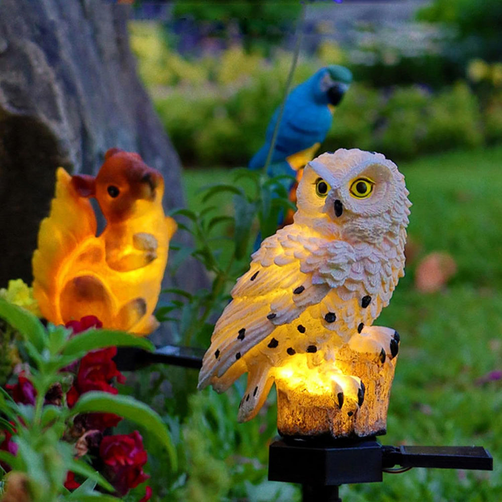 Gartenleuchten-Solar-Eule-LED-Set für den Außenbereich