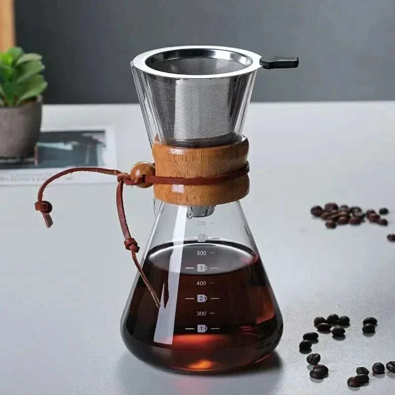 Chemex Kaffeekanne mit Hario V60 Filterhalter-Set – Präzises Brühen mit Stil
