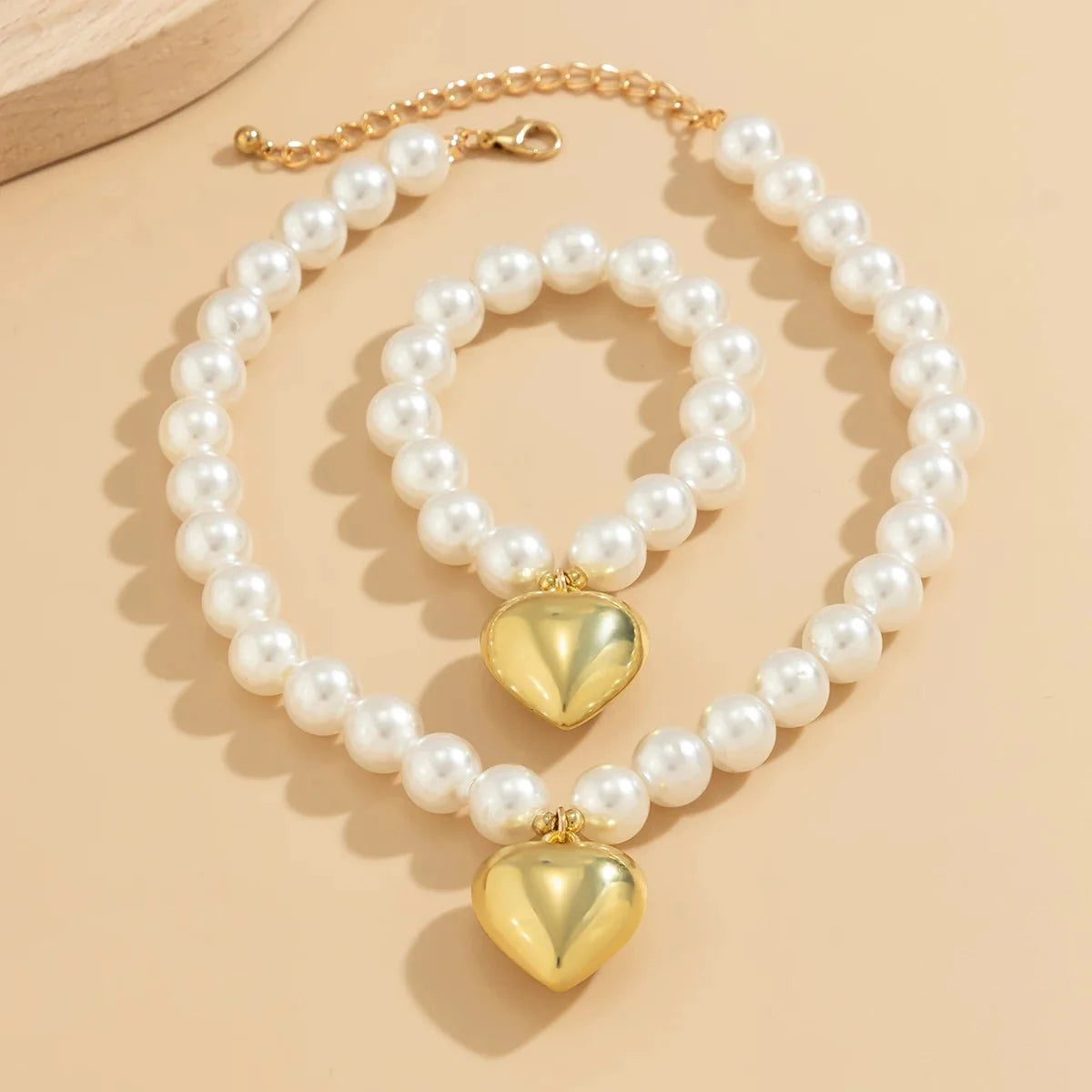 Brehn | Chunky Herz Anhänger Halsketten- und Armband-Set