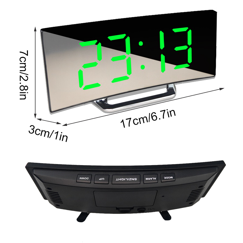 Brehn | LED-Beleuchtung großes digitales Display | Gebogene LED Digitalwecker - Amedea