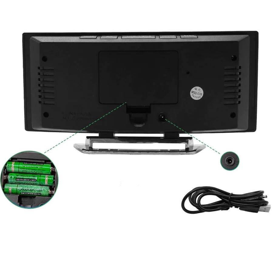 Brehn | LED-Beleuchtung großes digitales Display | Gebogene LED Digitalwecker - Amedea