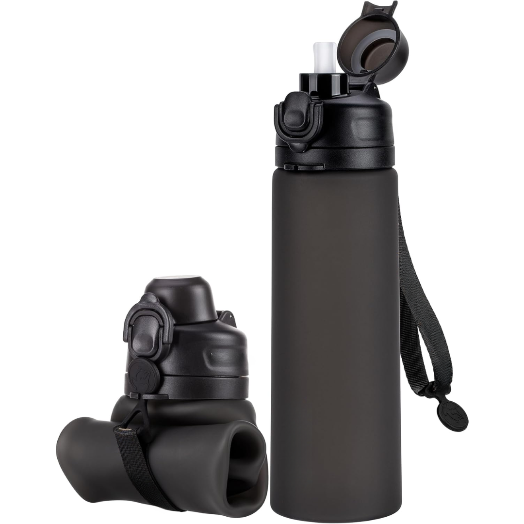 Zusammenfaltbare 600-ml-Silikon-Wasserflasche – auslaufsicher und BPA-frei