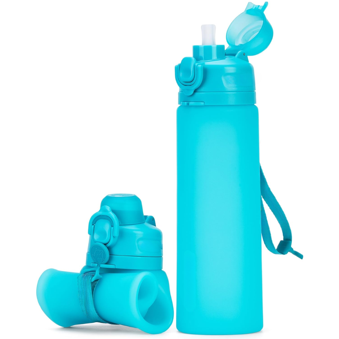 Zusammenfaltbare 600-ml-Silikon-Wasserflasche – auslaufsicher und BPA-frei