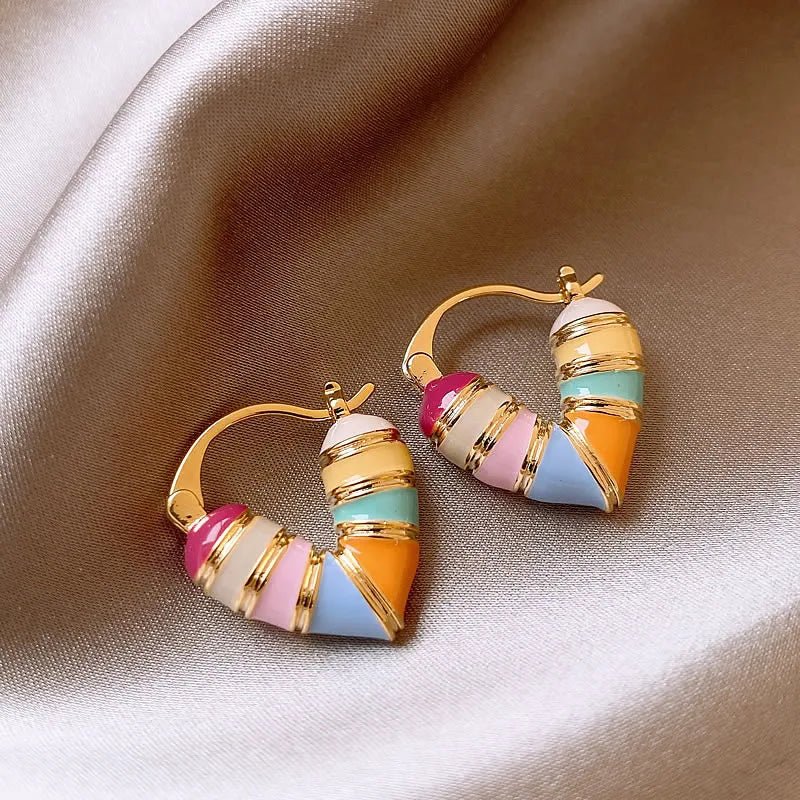 Brehn | Bunte Pastellherz Ohrringe