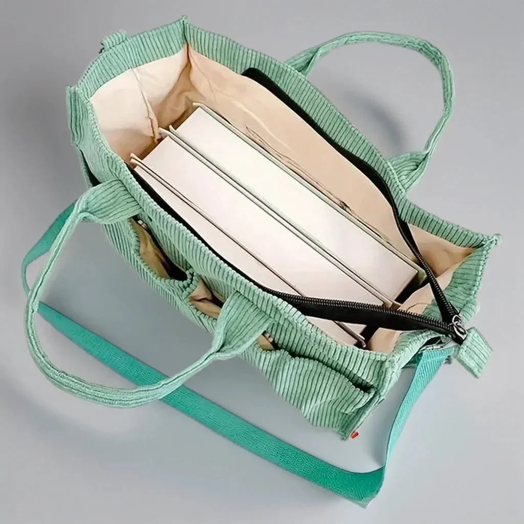 Cord Schultertasche Damen Geräumig und Robus für Schule und Arbeit | Brehn