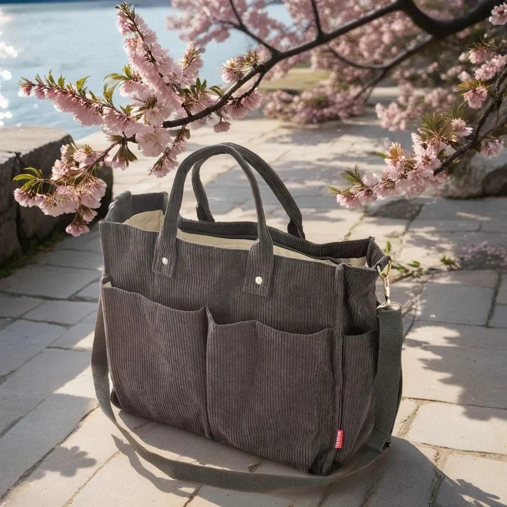 Cord Schultertasche Damen Geräumig und Robus für Schule und Arbeit | Brehn