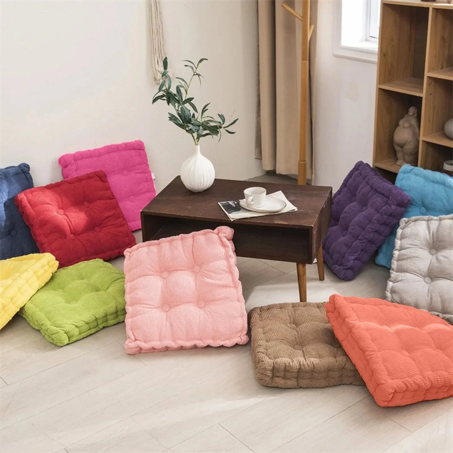 Corduroy Meditationsboden Kissen - Modernes Baumwoll-Sitzkissen 40x40cm | Brehn