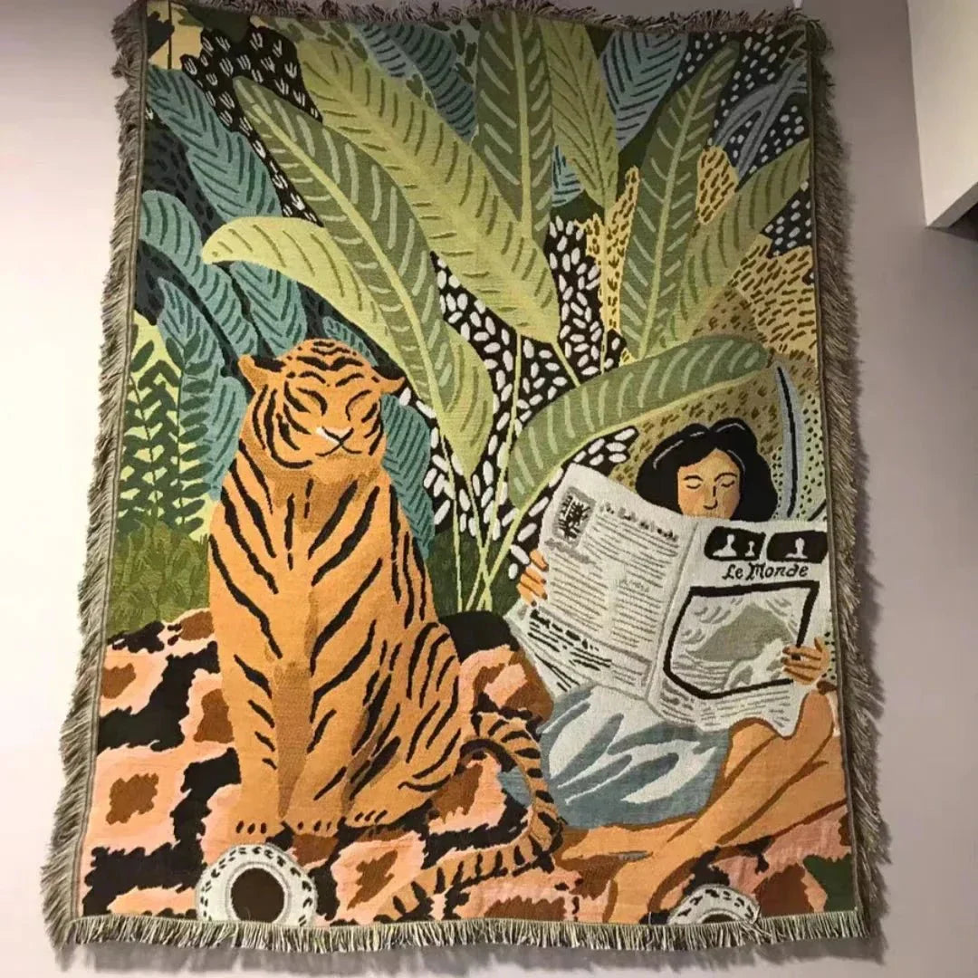 Gemütliche Cartoon-Tiger-Design-Decke für die Wohnkultur | Brehn