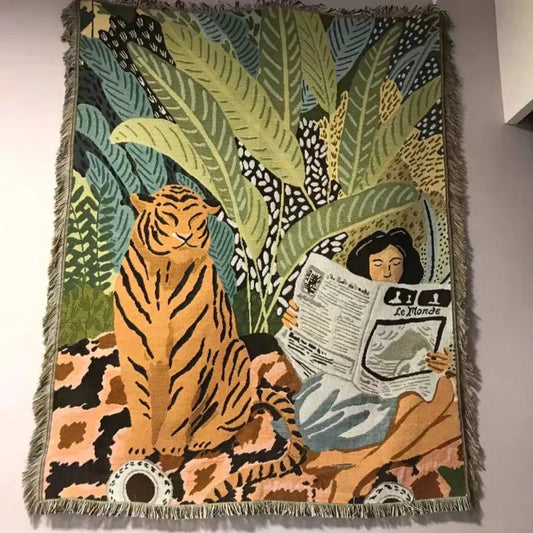 Gemütliche Cartoon-Tiger-Design-Decke für die Wohnkultur | Brehn