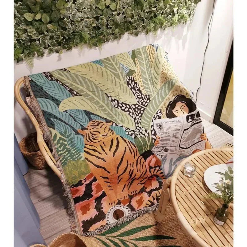 Gemütliche Cartoon-Tiger-Design-Decke für die Wohnkultur | Brehn