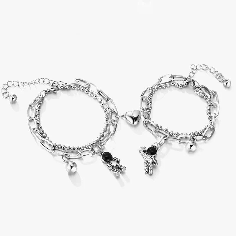 Brehn | Paare Astronaut Magnetisches Herzarmband-Set