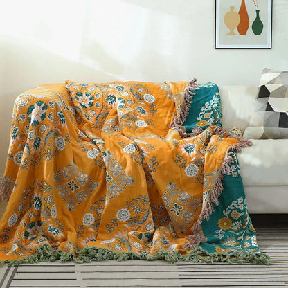 Kuschelige Luxus-Baumwolldecke – Elegante Boho-Jacquard-Sofadecke & Tagesdecke