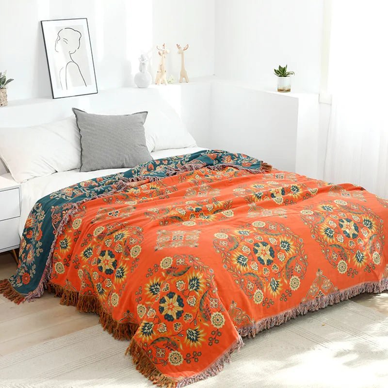 Kuschelige Luxus-Baumwolldecke – Elegante Boho-Jacquard-Sofadecke & Tagesdecke