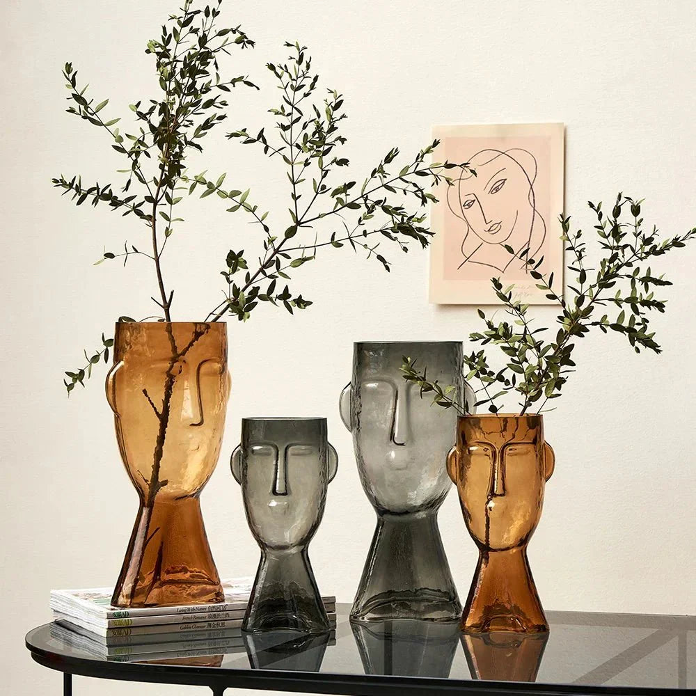 Kreative Glas Kopf Form Dekorative Vase für Moderne Dekoration | Brehn