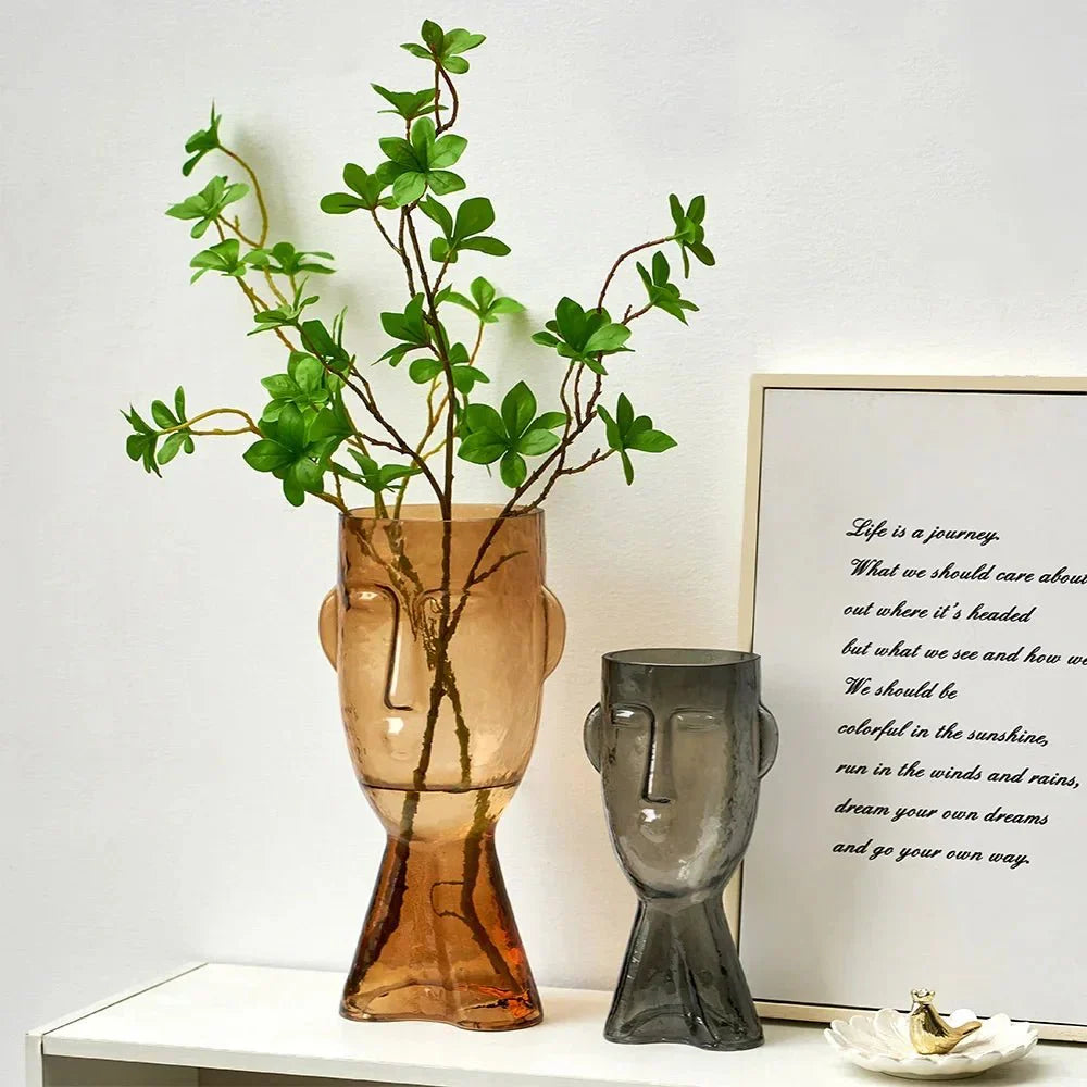 Kreative Glas Kopf Form Dekorative Vase für Moderne Dekoration | Brehn