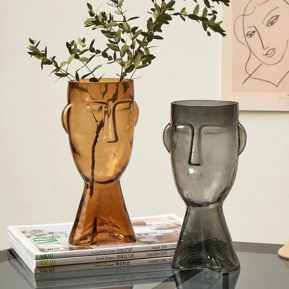 Kreative Glas Kopf Form Dekorative Vase für Moderne Dekoration | Brehn