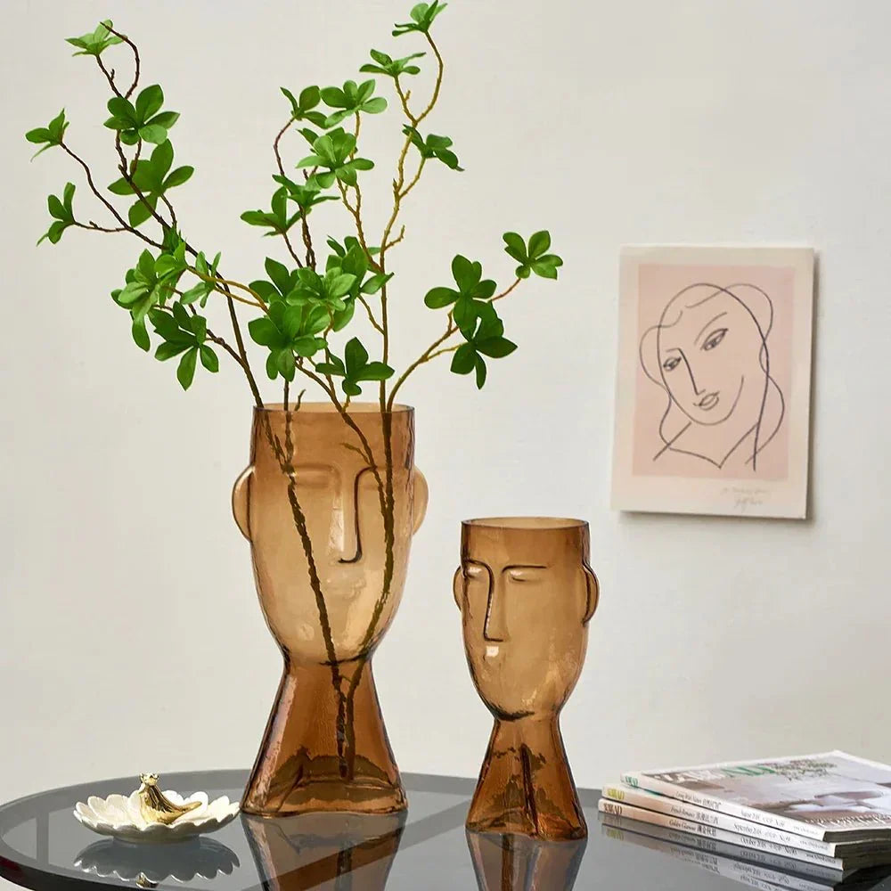 Kreative Glas Kopf Form Dekorative Vase für Moderne Dekoration | Brehn