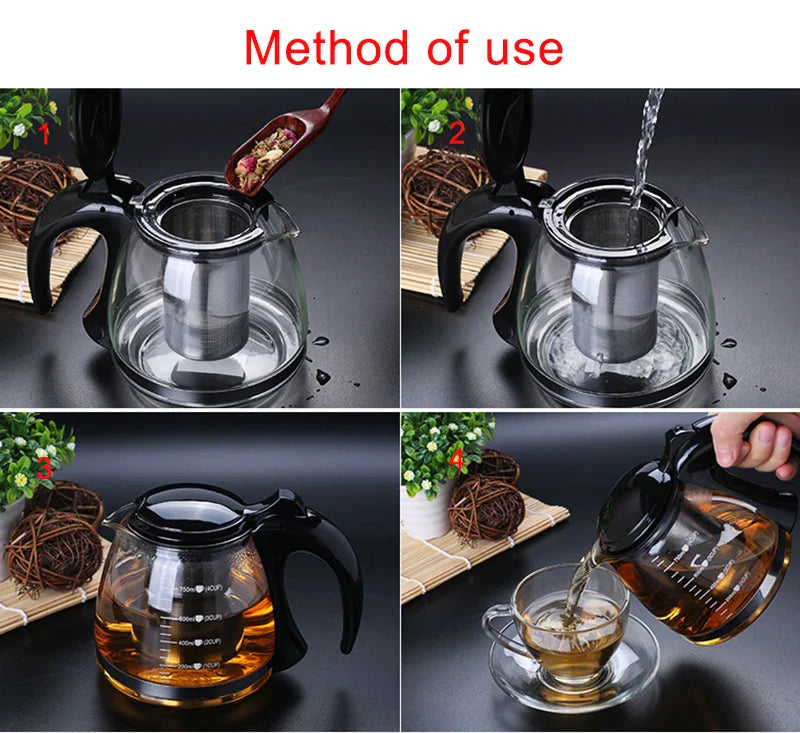 Kreative Glas-Teekanne mit abnehmbarem Edelstahl-Infuserfilter Teekessel | Brehn