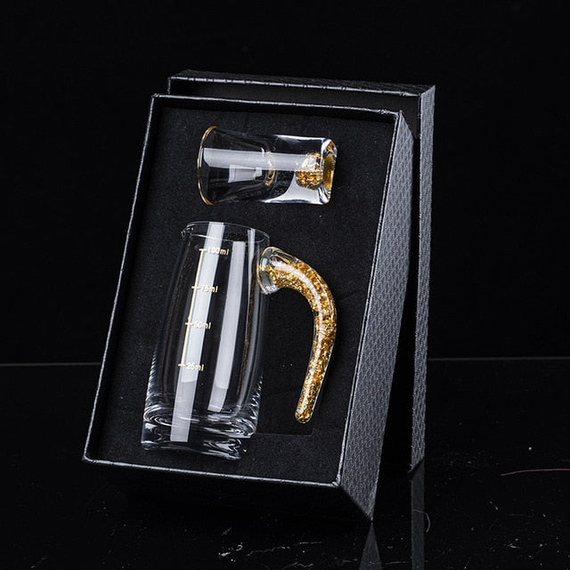 Kristall Likör Spirituosen Shot-Glas Box Gold Dicke Unterseite Weingläser | Brehn