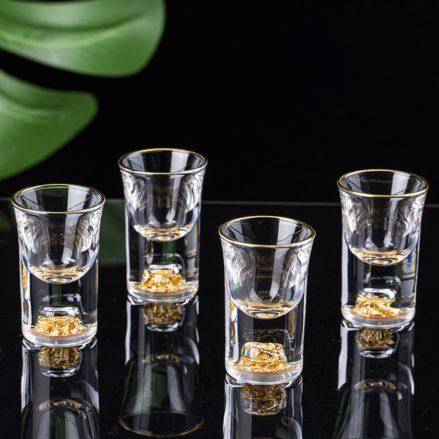 Kristall Likör Spirituosen Shot-Glas Box Gold Dicke Unterseite Weingläser | Brehn