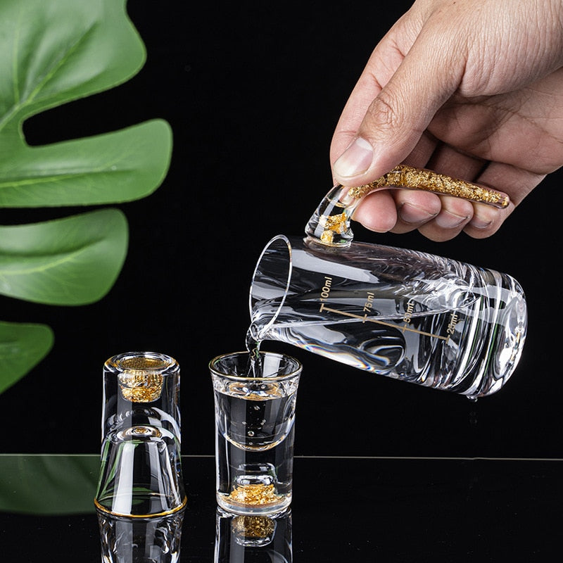 Kristall Likör Spirituosen Shot-Glas Box Gold Dicke Unterseite Weingläser | Brehn