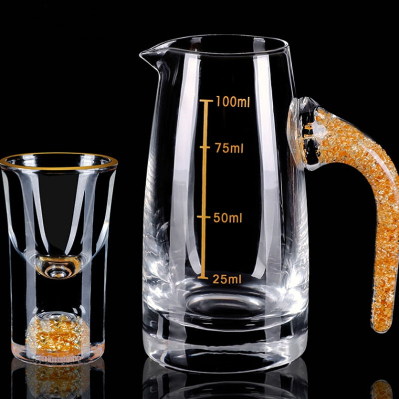 Kristall Likör Spirituosen Shot-Glas Box Gold Dicke Unterseite Weingläser | Brehn